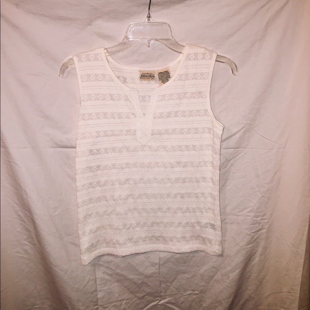 Textured Sleeveless White Blouse.